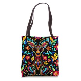 Mexican Día De Los Muertos hairless dog Xoloitzcuintli decor Tote Bag
