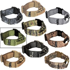 FDC® Dog Tactical Collars with Handle Heavy Duty Training Military Army Width 1.5in Plastic Buckle TAG Hole Medium Large M, L, XL, XXL (XL: Neck 16" - 20", Military Green)