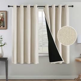 H.VERSAILTEX 90% Blackout Curtains for Bedroom Burlap Textured Living Room Curtains Thermal Black Out Curtains 63 Inch Long Windows Grommet Curtains Drapes, 2 Panels, W52 x L63in, Heather Sand