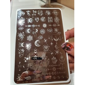 2 Pieces Big Size Stencil Plate Abstract Face Galaxy Nail Stamp Nail Plate Moonstar Space Nail Stamping Plate Mixed Flower Leaf Starry Sky Stainless Steel Nail Set Stencil Plate
