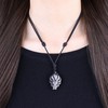 COAI Unisex Necklace with Nine-Tailed Fox Pendant, Nylon Silver Obsidian