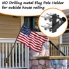 FlagPole Holder,No Drilling Metal Flagpole mount for Railings, Horizontal or