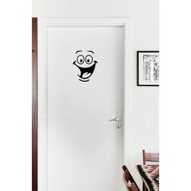 Rainbow Animated Design Funny Happy Smiley and Big Eyed Decals Graphics Art Decals Stickers, Toilet Wall House Decoration Car Door Funny Decoration 8.5 X 7 Inches Black