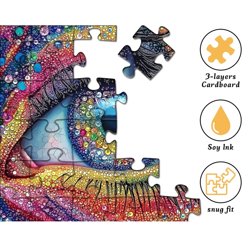 Impossible Puzzles for Adults 1000 Pieces, Colorful Eye Gemstone Art