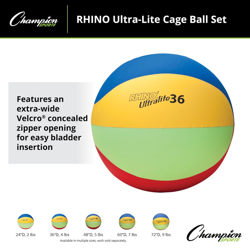 Champion Sports UL24SET Rhino Lite Cage Ball Set, Multicolored, 24"