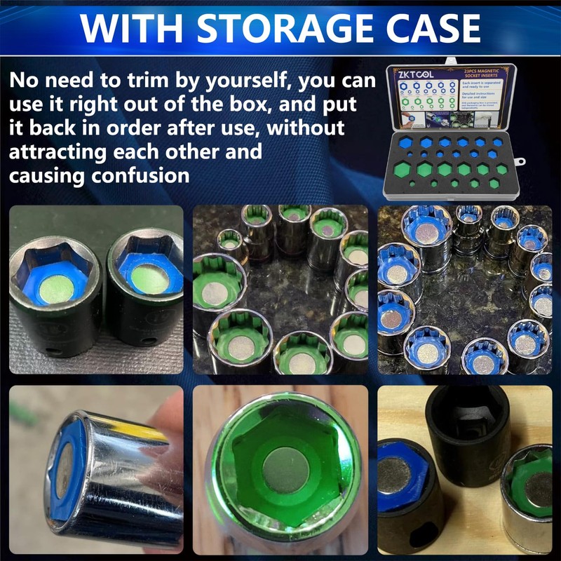 ZKTOOL 23PCS Magnetic Socket, Inserts for SAE and Metric, 5/16"