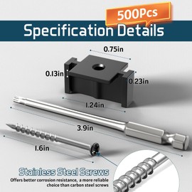 500PCS Hidden Fasteners Deck Fasteners for Installing Composite Deck Boards, Hidden Fasteners with 500Pcs Stainless Steel Screws