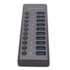 10 Port USB3.0 Hub Splitter Independent Power Supply Charging Data