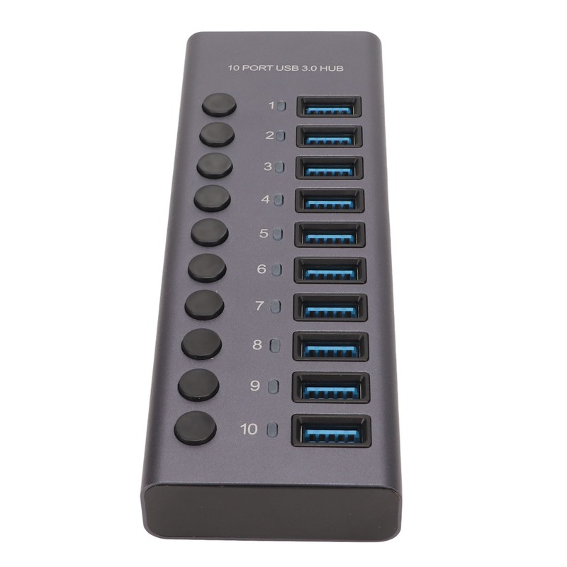 10 Port USB3.0 Hub Splitter Independent Power Supply Charging Data