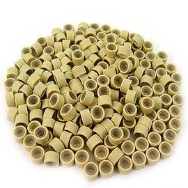 500 PCS 5mm Silicone Lined Micro Rings Links Beads Linkies For I Bonded Tip Stick Glue Hair Extensions - Color Blonde