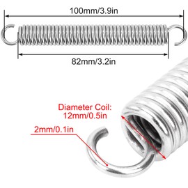 GUNGY Tension Springs with Hooks Stainless Steel Tension Spring Tension Spring 100 mm Outer Diameter 12 mm Wire Diameter 2.0 mm Maximum Tensile Force 12.3 kg 2.0 x 12 x 100 mm 4