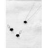 Qinpan Gold Plated Five Leaf Clover Necklace and Dangle Earrings