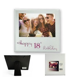 [2PCS] LYLAC HOMEWARE 18th Birthday Glass Photo Frame, 18X17cm 4"X6"