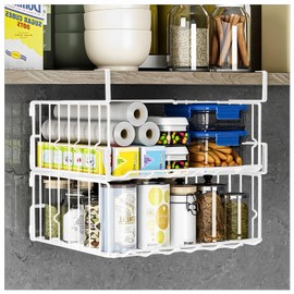 Couwilson Under Shelf Basket Storage 2Pack - 12.6in Metal Under Cabinet Shelf, Hanging Wire Basket Shelves, Undershelf Storage Basket for Kitchen Pantry Bookshelf