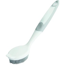 haug bürsten - Oval Dish Brush with Scratch, TPE Rubber Trim - Size: 250x80x70 mm - Colour: White