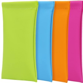 Glasses Case Squeeze Top Sunglasses Sleeve Pouch Leather Case Soft Slip in Eyeglasses Holder (4 Pack)