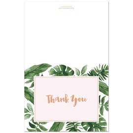 50 cnt Watercolor Tropics Thank You Cards (Rose Gold on Pink)
