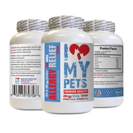 I LOVE MY PETS Dog Skin Allergy Supplement - Dog Allergy Relief - Itch Relief - Premium Quality - Dog Supplements for Allergy - 1 Bottle (75 Treats)