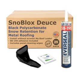(25) Black Roof Ice Guard Snow Guard Snow Stops for R-Panel PBR and Standing Seam Metal Roofing (with Adhesive)