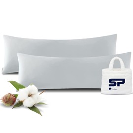 Body Pillowcase 20x48 inch Zipper Silver Grey Body Pillow Cover Genuine 600 Thread Count 1-Pieces Body Pillow case for Pregnant Women 100% Egyptian Cotton Body Pillow case 20x48 inch, Silver Grey