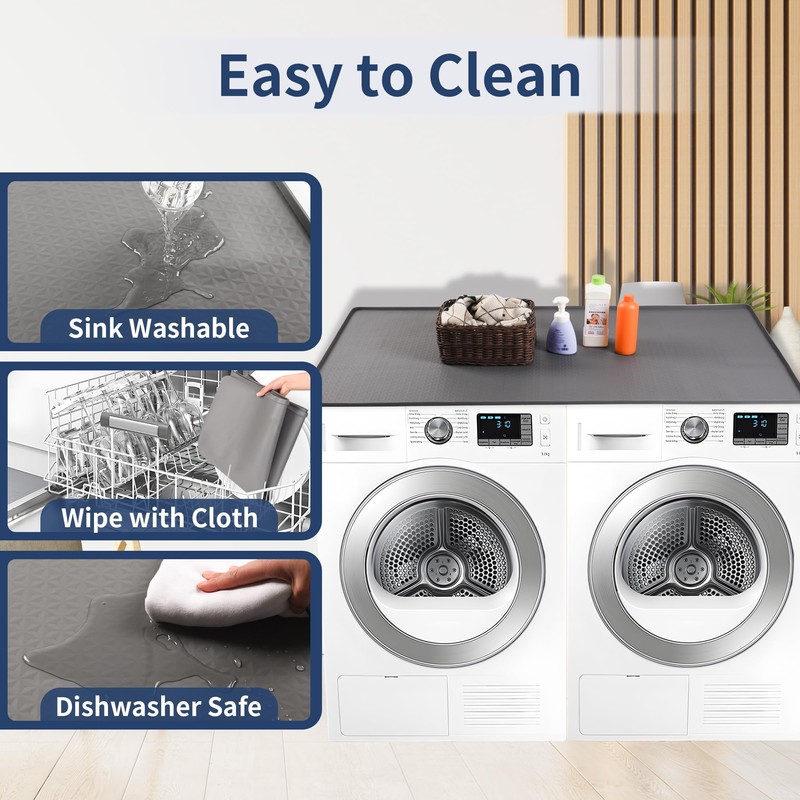 54" x 27.5" Silicone Washer Dryer Countertop Mat with 2