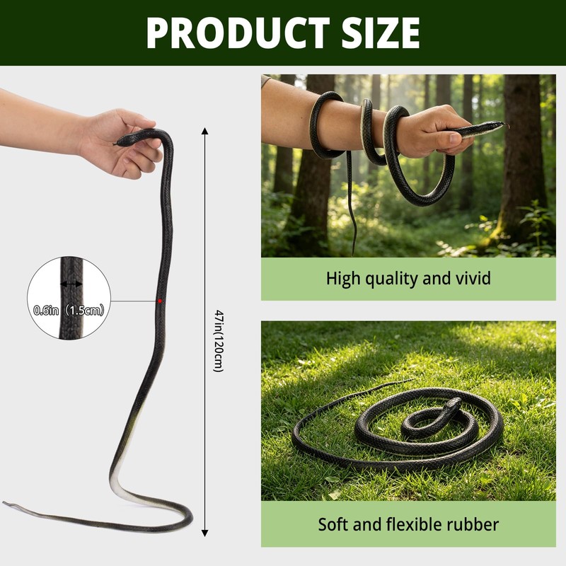 SJKHGU Fake Snake Rubber Snake Prank with String Clip