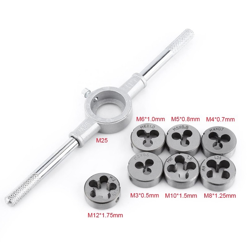 8PCS/Set Handheld Metric Screw Die set, M25 Wrench Bearing Steel
