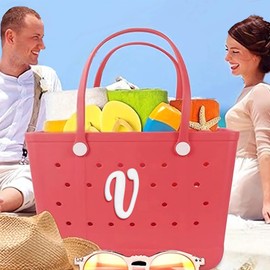 Fannoday Bag Charms for Beach Bag Alphabet Lettering Accessories Charms Compatible with Beach Bag All Models, Insert Decorative Letter for Handbag Beach Tote Bag-White