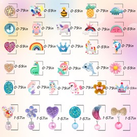 Kids Clip On Earrings for Girls Ages 4-12 Hypoallergenic,Non Pierced Earrings for Girls with No Ear Holes, 10/12/20/24/30/32 Pairs Little Girl Cute Small Clip-On Earrings Jewelry Gifts Set(32 Pairs)