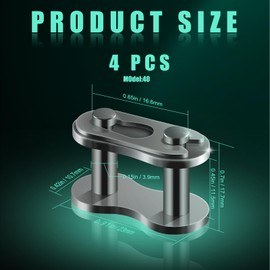 Pack of 4 Connectors for Motorcycle Pocket Bike Chain Pocket Dirt Bike Cross Silver Master Link Replacement for 50cc 70cc 90cc 110cc 125cc ATV Quad 4 Wheeler Pocket Bicycle Made in China, 40