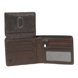 100% Real Soft Leather Wallet for Men, Slim Compact Design,RFID Blocking,11 Credit Cards 2 ID Windows 1 Coin/Zip Pocket & 2 Cash Pockets- Brown