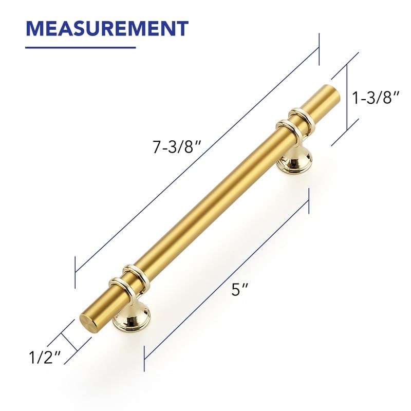 Ravinte Hardware 5 Pack 7.38 Inch Gold Cabinet Pulls Handles