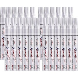 White Paint Pens Permanent Markers 24 Pcs, Oil Based Paint Markers Set, Quick Drying, Waterproof, Medium Tip Marker Pens for Metal, Rock, Ceramic, Wood, Plastic, Canvas, Glass, Stone, Rubber, Paper