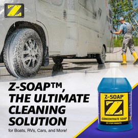 Z-TUFF PRODUCTS Soap Heavy-Duty Marine Soap for Boat Wash, RV and Car Cleaning, Remove Dirt, Stains, salt, Boat Cleaning Soap, Preserve Wax Coating - 1 Gallon Concentrated Soap