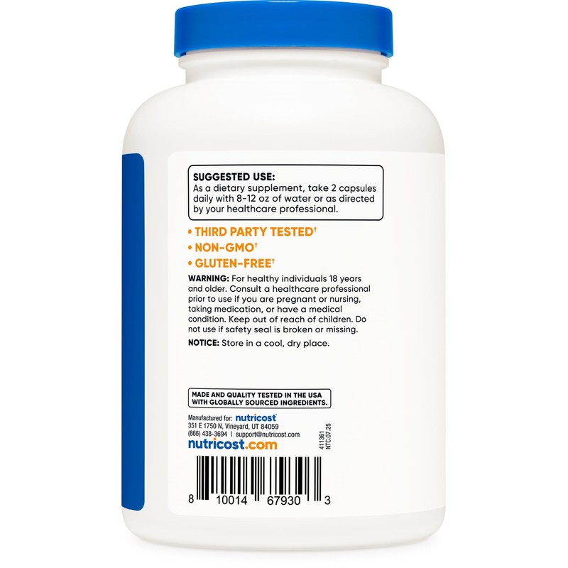 Nutricost L-Carnitine Tartrate 500mg, 240 Capsules - 1000mg Per Serving