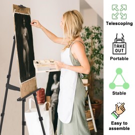 PUJIANG Art Easel Stand for Sign and Painting - Metal Portable Adjustable Painting Easels for Display - Canvas Stand for Tabletop Floor Drawing for Adults Kids Artist, 2 Pack Black