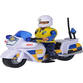 Simba 109251092002 Fireman Sam Police Motorcycle Plus Articulated Malcolm Action Figure le Pompier, Multicolored
