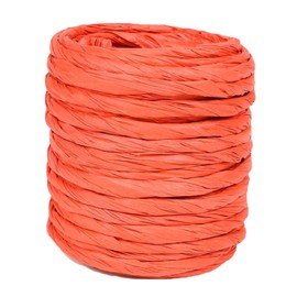 15Yard Raffia Paper Ribbon, 4mm Paper String Colorful Twisted Craft Rope Wrapping Ribbon for DIY Making Flower Basket, Present Wrapping,Party Decor… (Orange red)