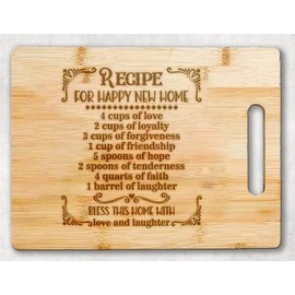 New Home Bamboo Cutting Board - Housewarming Gifts For New House - Recipe For Happy New Home - House Warming Cutting Board - New Homeowner Gifts For First Home - New House - New Apartment