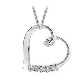 Tuscany Silver Women's Sterling Silver Cubic Zirconia Twist Open Heart Pendant on Curb Chain of 46 cm/18 inch
