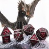 HAOMEJA メタルダイスセット 7匹のドラゴン 多面体ダイス DND ダイス D&D ダンジョンズ&ドラゴンに適用(ブラック ダークレッド)