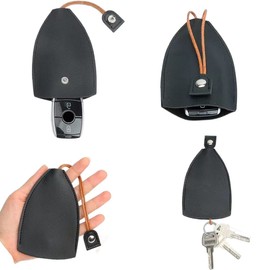 Car Key Case Cover 2 Pieces PU Leather Car Key Cover Creative Sliding Key Fob Large Capacity Flip Key Fob, black/green