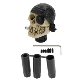 HEROFFIX 8.1cm Skull Shift Knob Universal Gear Shifter Knob Resin Stick Shifter Lever Knob for Automatic and Manual Vehicle with 3 Adapter Black 1 Set