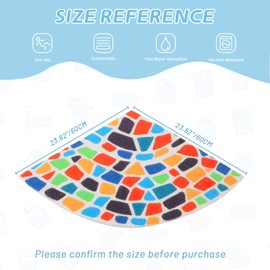 BWBIKE Loofah Corner Shower Mat Non-Slip Anti Mould Bath Mat 60 x 60 cm, Shower Mats for Indoor Outdoor Shower Quadrant Bath Mats with Drain Washable Sector Bath Mat for Bathroom Floor