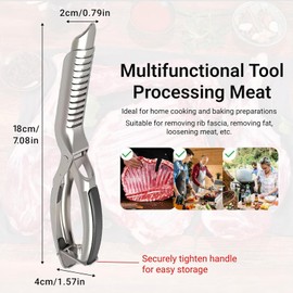 Rib Membrane Removal Tool,Stainless Steel Rib Prep Tool Membrane Remover,BBQ Rib Skinner with Arc Clamp & Non-Slip Grip for Easy Rib Prep,Dishwasher Safe & Easy Clean Kitchen Gadgets