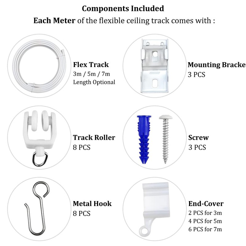 XCK Flexible Ceiling Curtain Track 10m/32.8ft, Bendable Ceiling Mount Curtain