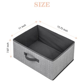 EITMOW Storage Baskets, 15.7-Inch Woven Fabric Bins, Storage Cubes with Reinforced Handles, Organizer Bins for Closet Shelves, Foldable, Clothes. (2PCS/Grey-15.7*11*7.8inch)