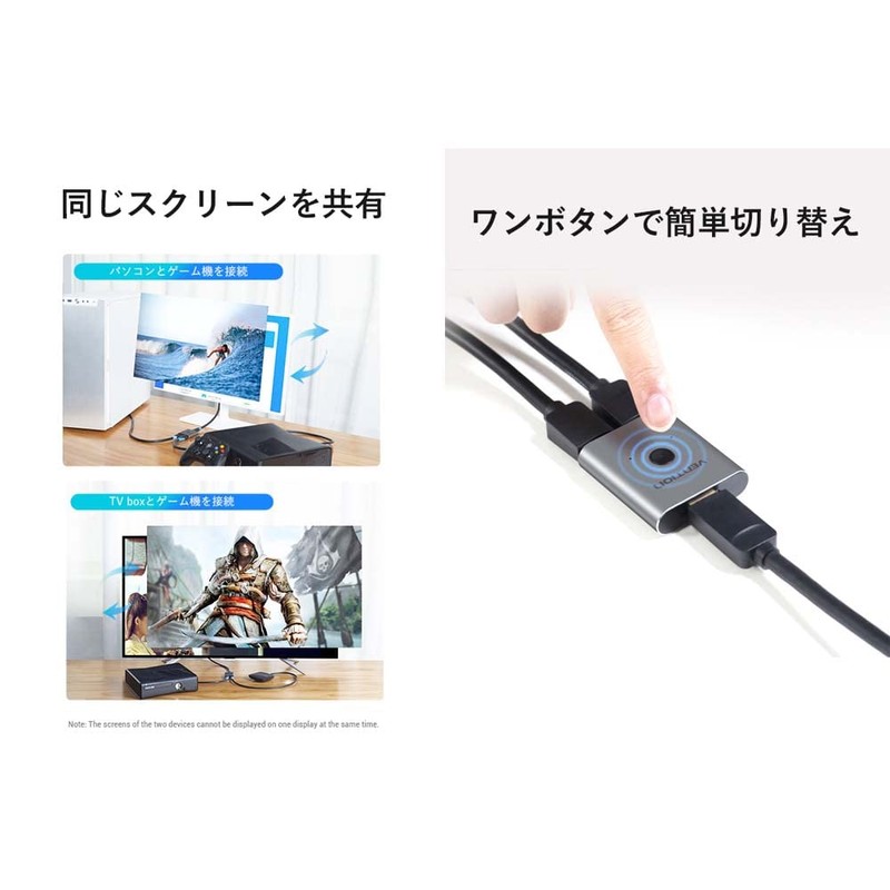 VENTION HDMI Splitter, 1 Input, 2 Output, 2 Input, 1