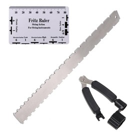 Set of 3, 16.54 in Notched Straight Edge Guitar Luthiers Tool and String Action Ruler Gauge and Guitar String Winder Cutter Pin Puller