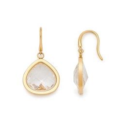 JEWELS BY LEONARDO Ohrringe Juvinga, 1 Paar Ohrhänger aus goldfarbenem Edelstahl, klarer Glasstein in abgerundeter Dreiecksform, Schmuck Geschenk für Frauen, 025683